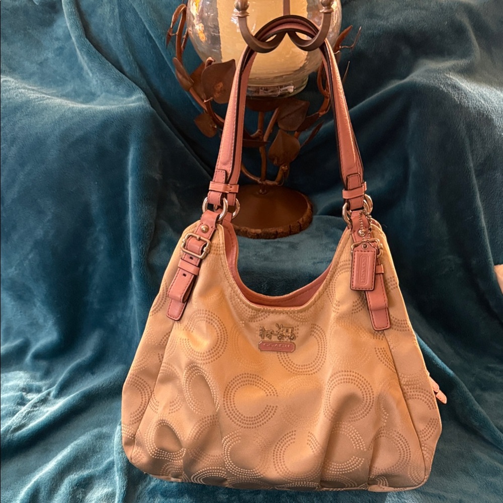 Coach Tan and Pink Shoulder Bag